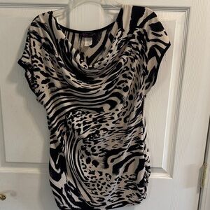 Agenda Black and White Zebra Print Blouse